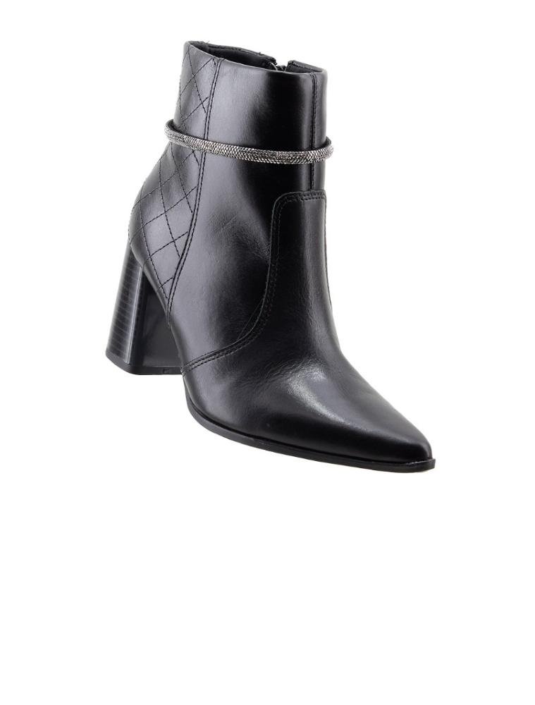 Bota Cano Curto Ramarim Strass Couro Preto Preto 2