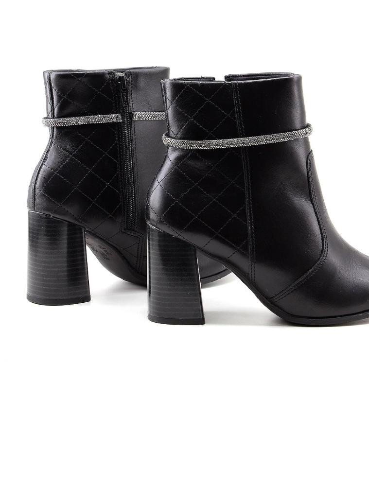 Bota Cano Curto Ramarim Strass Couro Preto Preto 5