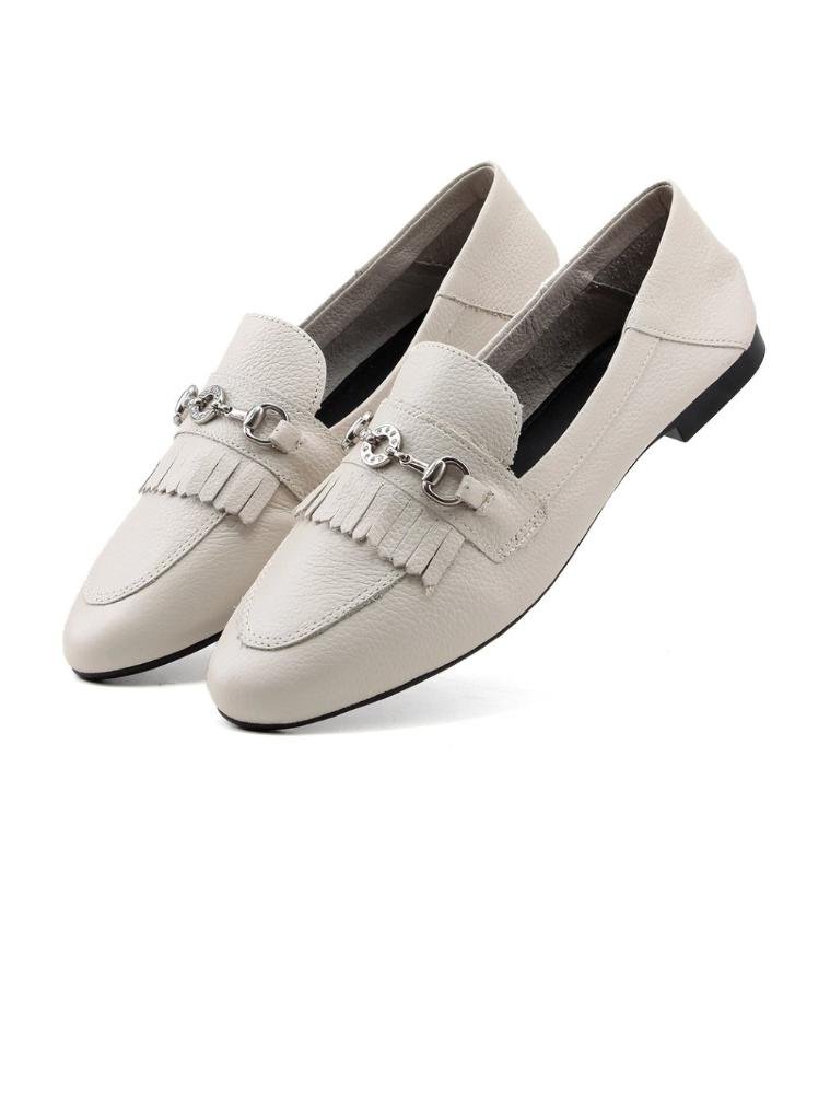 Mocassim Lia Line Loafer 2305-71623 Couro Off White