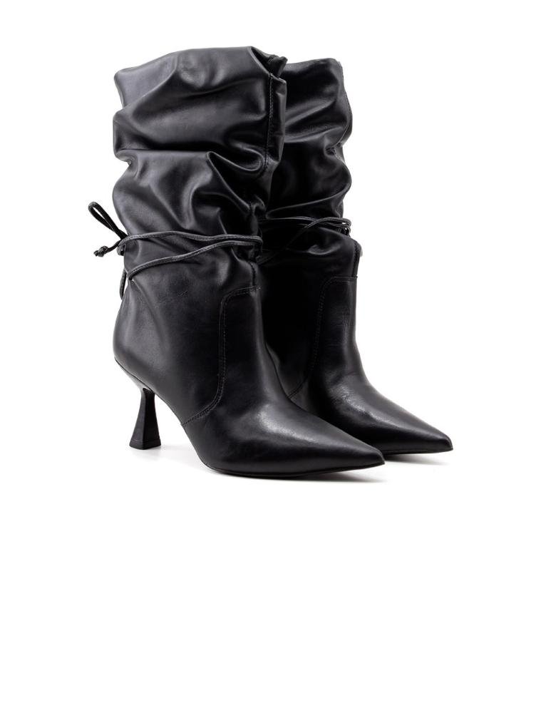 Bota Cano Médio Lia Line Slouchy 2298-71592 Couro Preto Preto 2