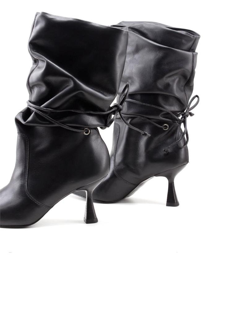 Bota Cano Médio Lia Line Slouchy 2298-71592 Couro Preto Preto 3
