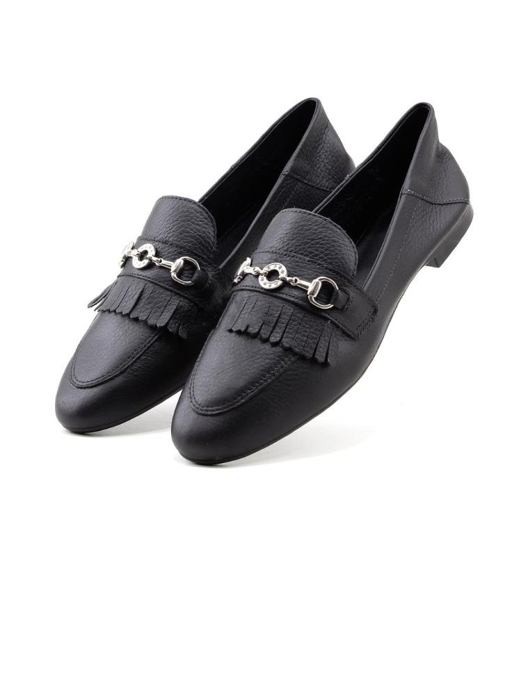 Mocassim Lia Line Loafer 2305-71623 Couro Preto Preto 3