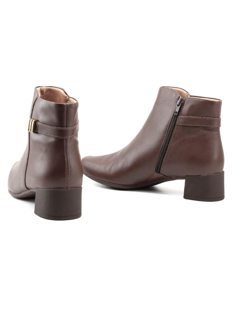 Bota Cano Curto Usaflex Salto Bloco Al1103 Chocolate Marrom 4