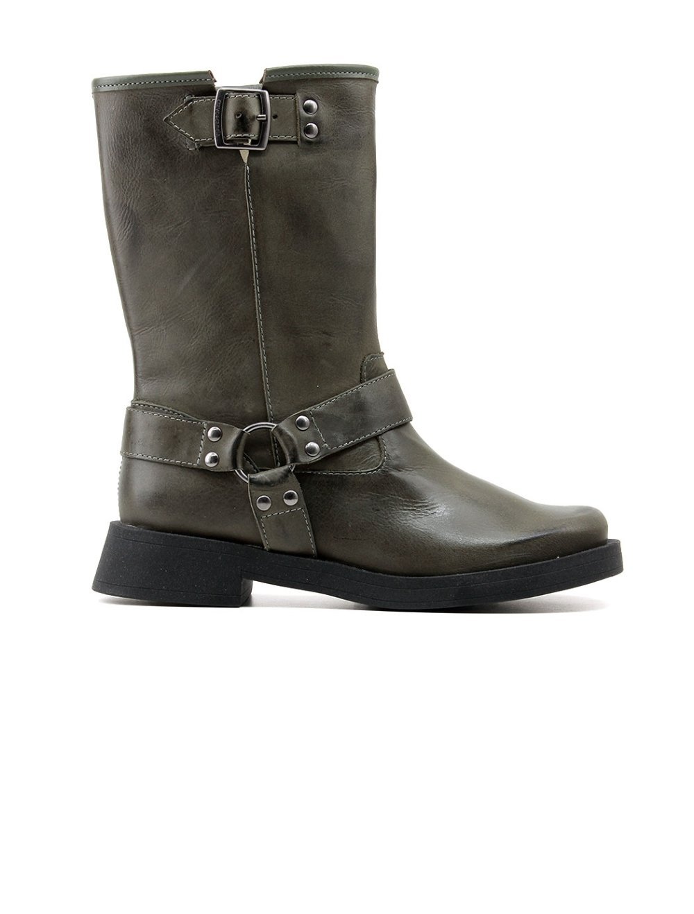 Bota Cano Curto Cravo E Canela Biker 1323 Couro Verde Verde 1