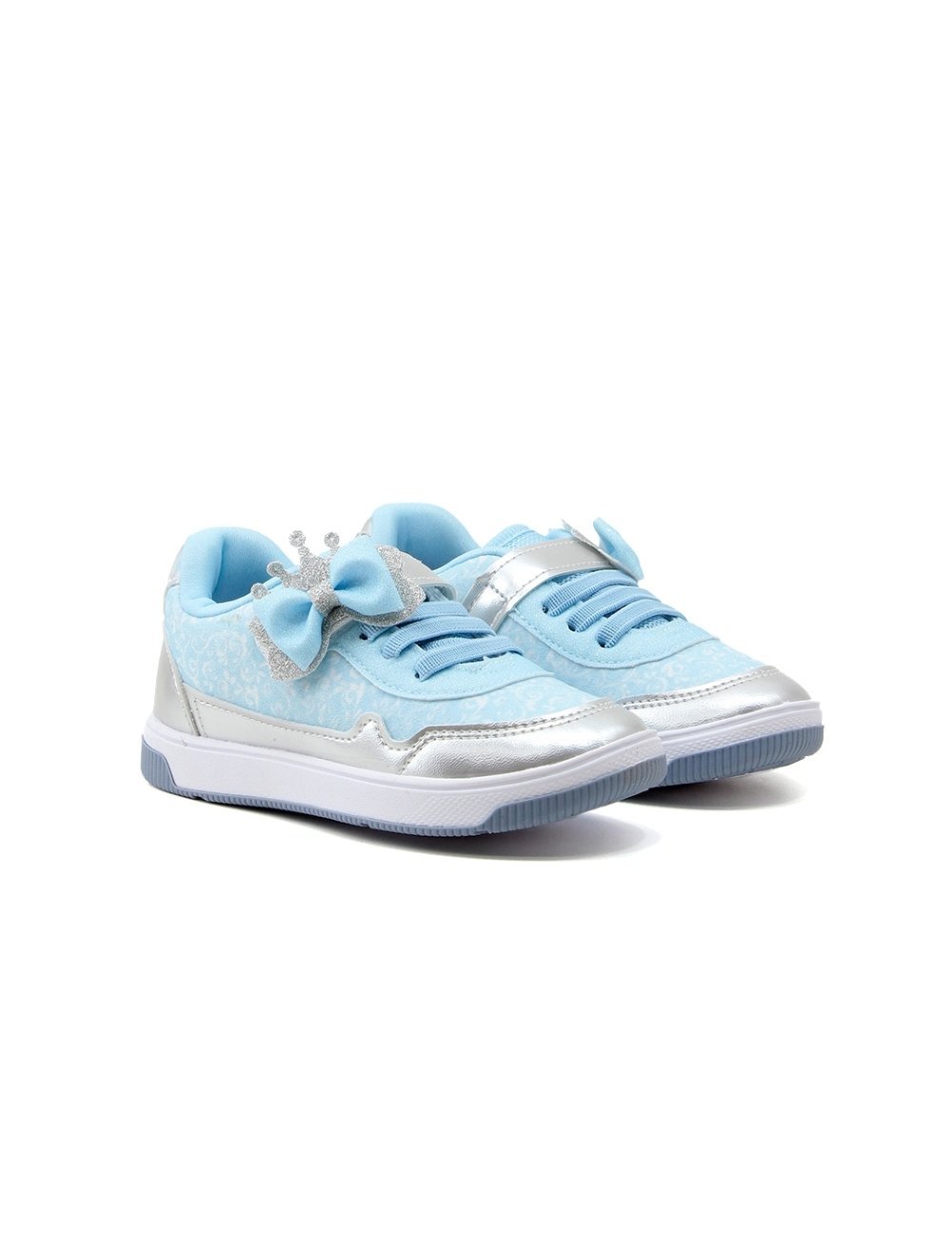 Tênis Infantil Kidy Casual Laço 3290011 Prata/Azul Prata/Azul 3