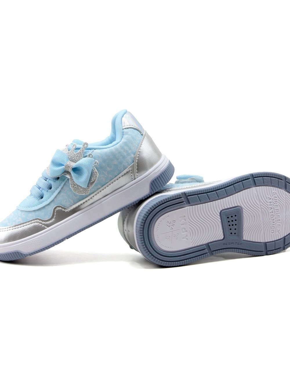Tênis Infantil Kidy Casual Laço 3290011 Prata/Azul Prata/Azul 4