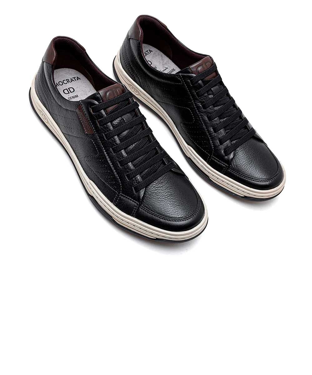 Tênis Democrata Denim Jay 151401 Couro Preto Preto 2