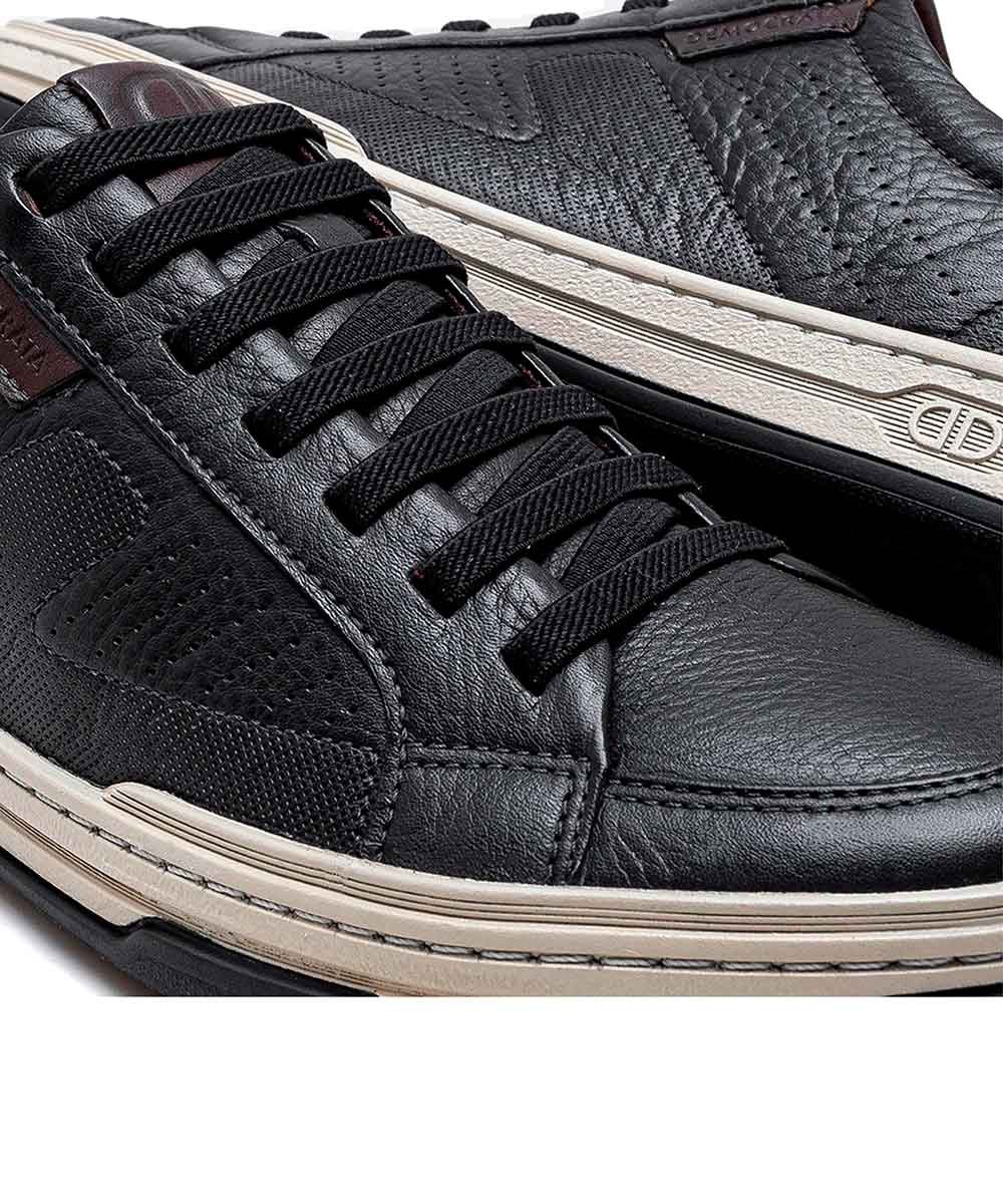 Tênis Democrata Denim Jay 151401 Couro Preto Preto 3