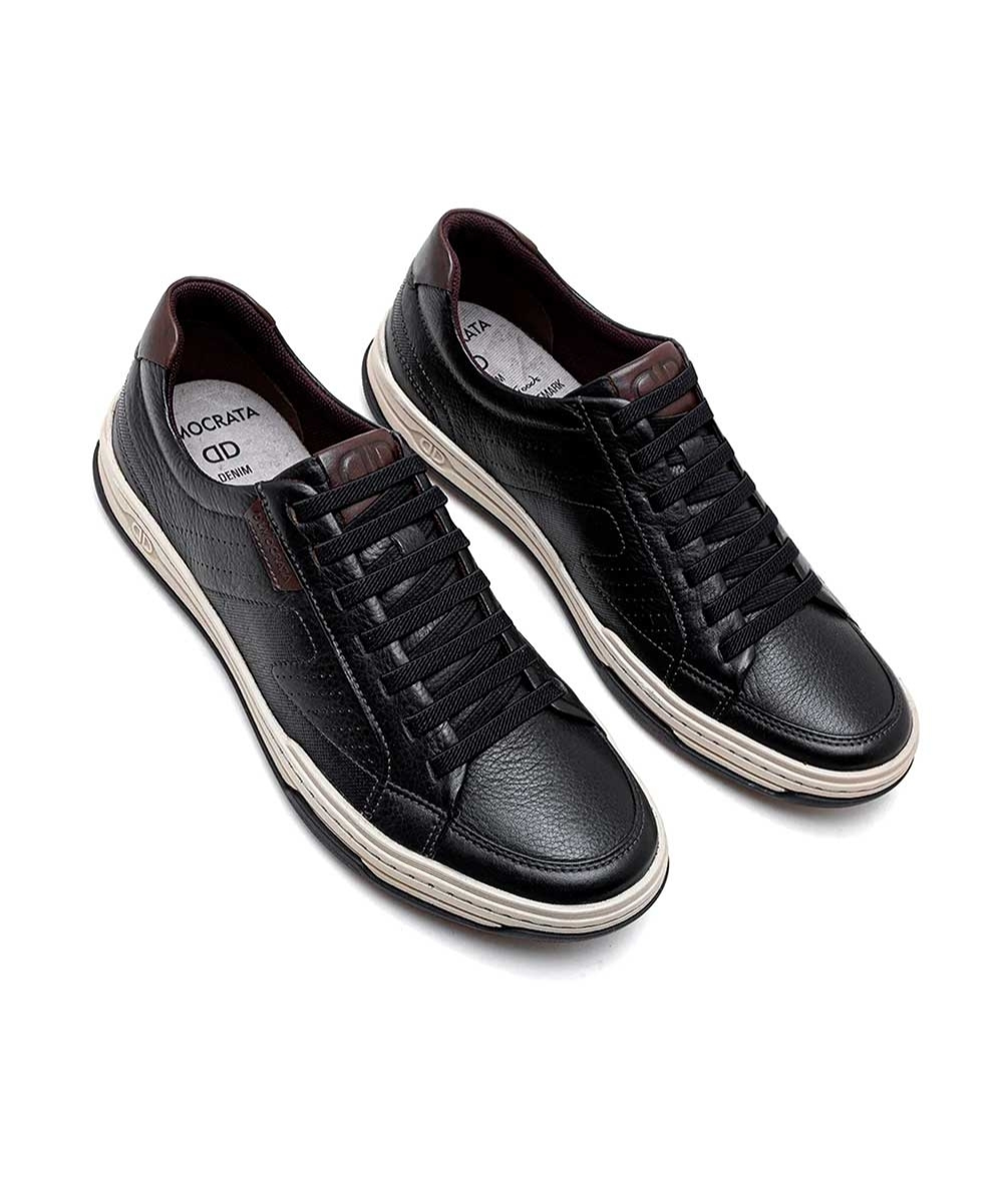 Tênis Democrata Denim Jay 151401 Couro Preto Preto 2