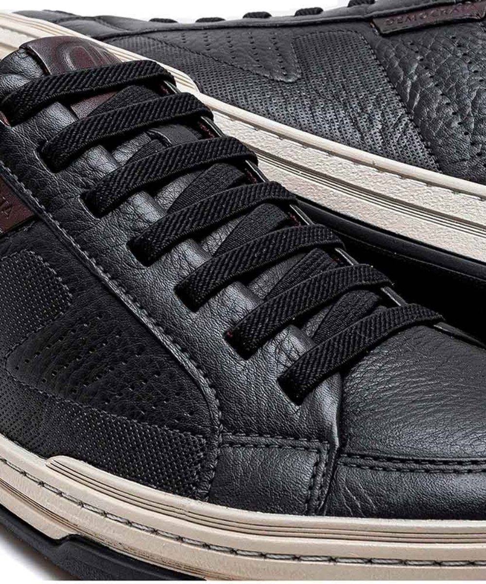Tênis Democrata Denim Jay 151401 Couro Preto Preto 3