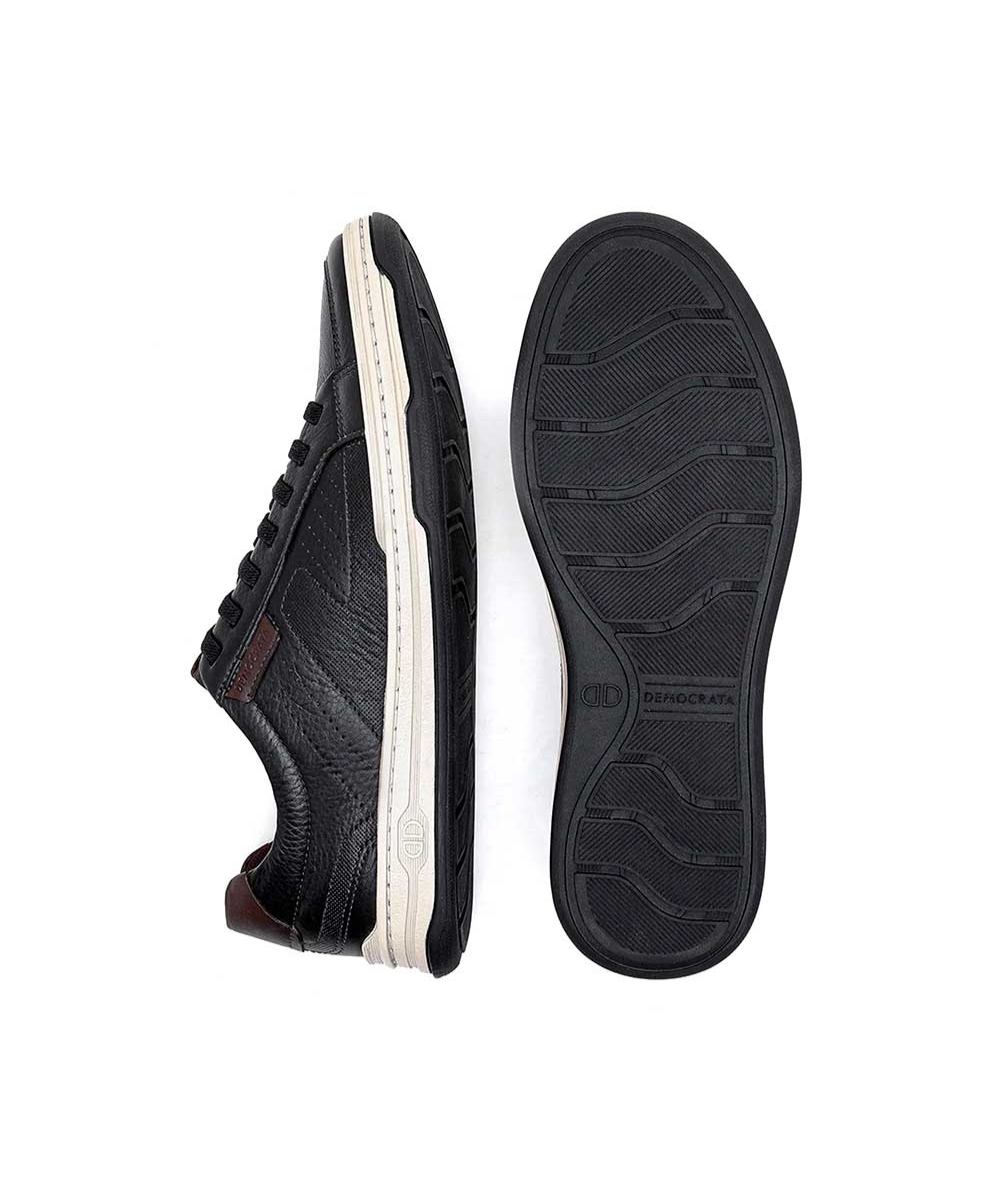 Tênis Democrata Denim Jay 151401 Couro Preto Preto 4
