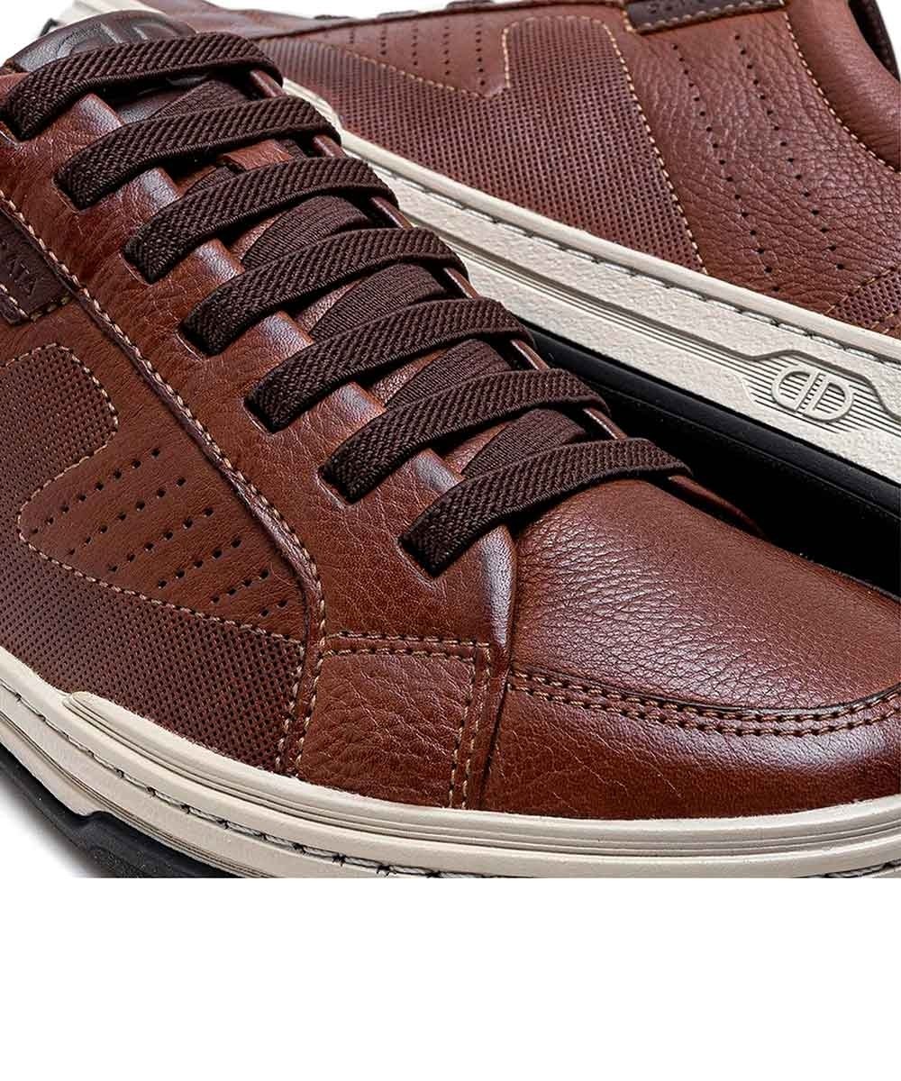 Tênis Democrata Denim Jay 151401 Couro Conhaque Marrom 3