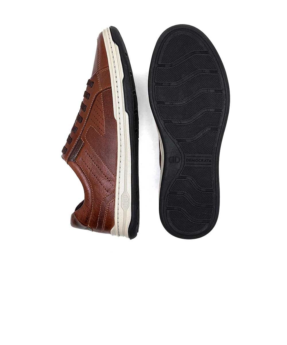 Tênis Democrata Denim Jay 151401 Couro Conhaque Marrom 4