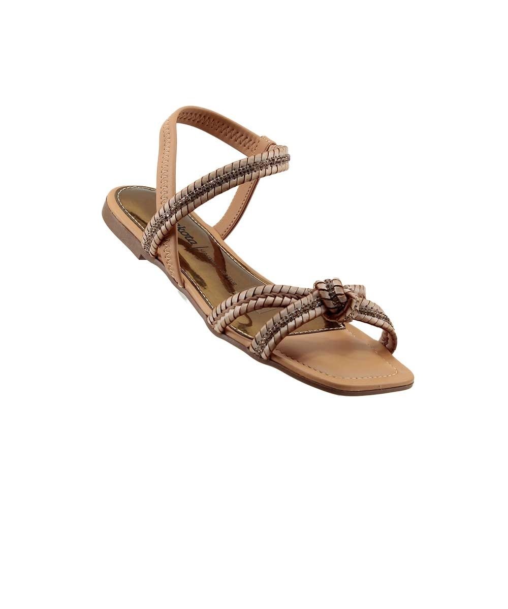 Sandália Rasteira Dakota Tiras Y7942 Camel Marrom 2