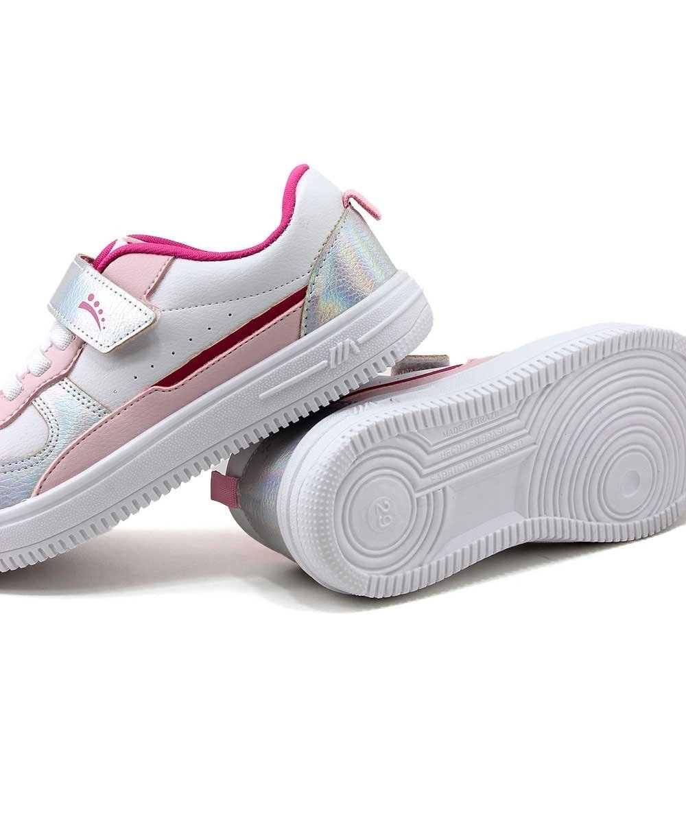 Tênis Infantil Ortopasso Force One 49528 20/27 Prata Branco/Rosa/Prata 4