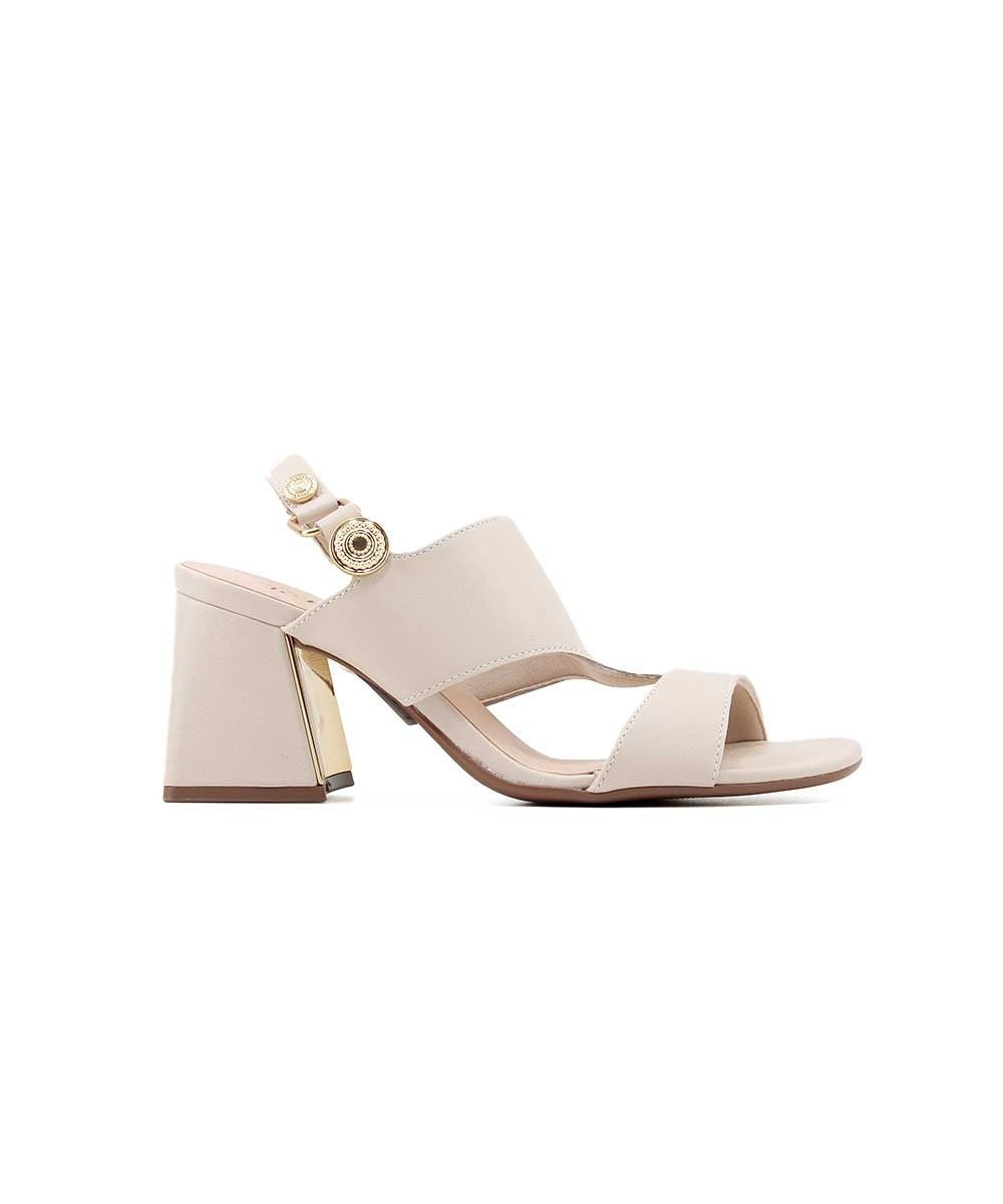 Sandália Bebecê Salto Bloco T6049-102 Aveia Branco 1
