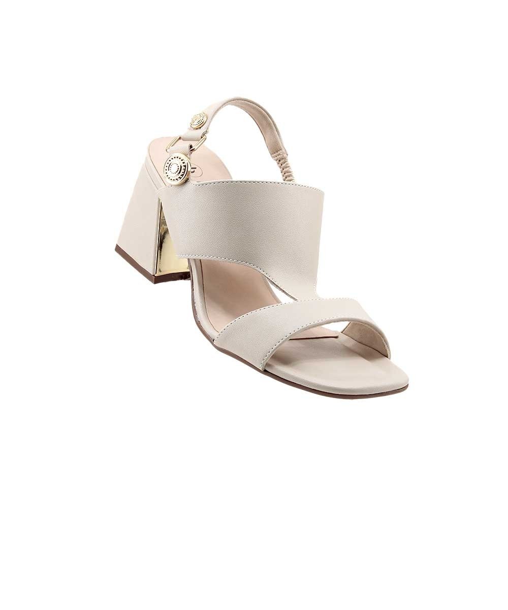 Sandália Bebecê Salto Bloco T6049-102 Aveia Branco 2