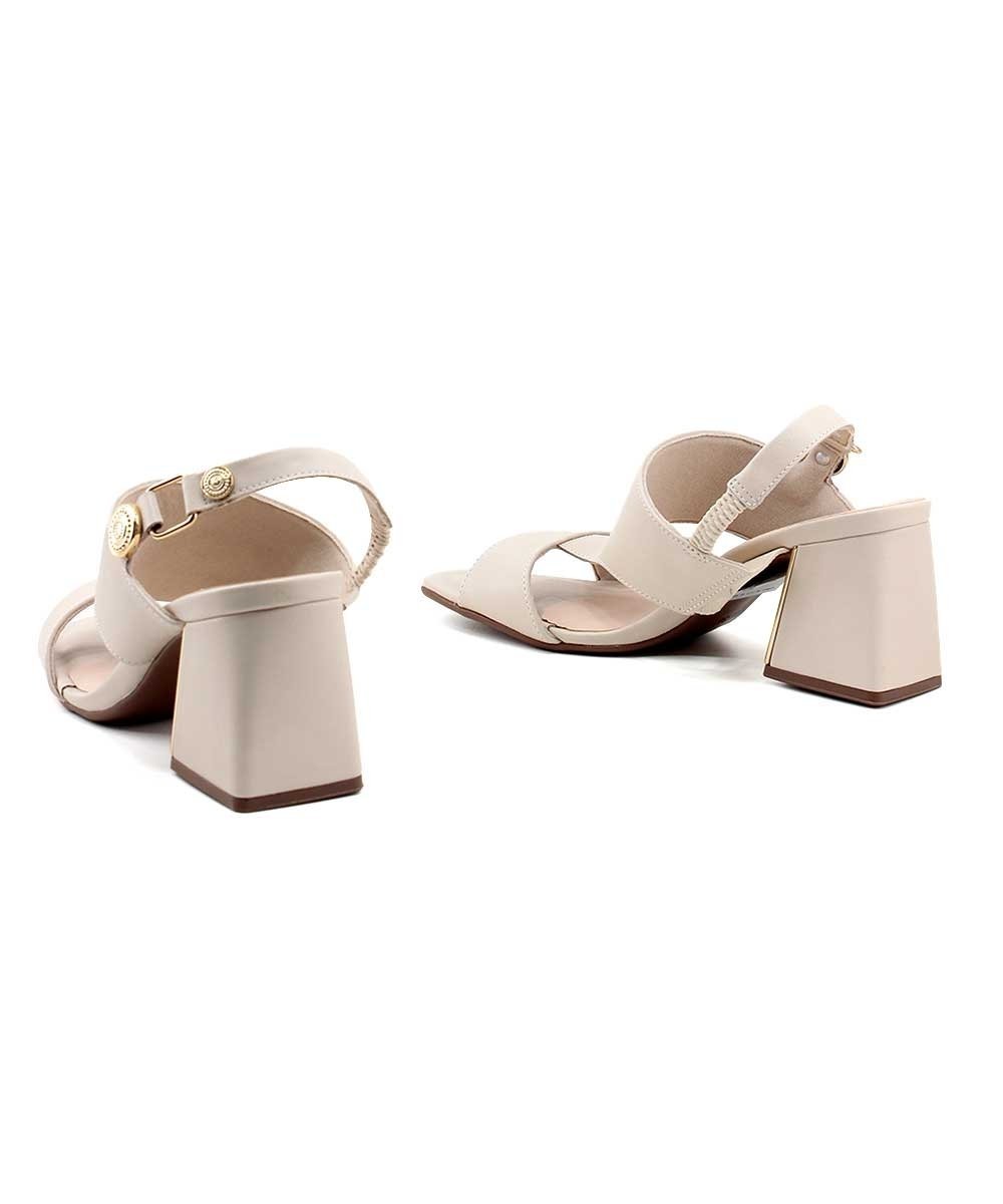 Sandália Bebecê Salto Bloco T6049-102 Aveia Branco 4