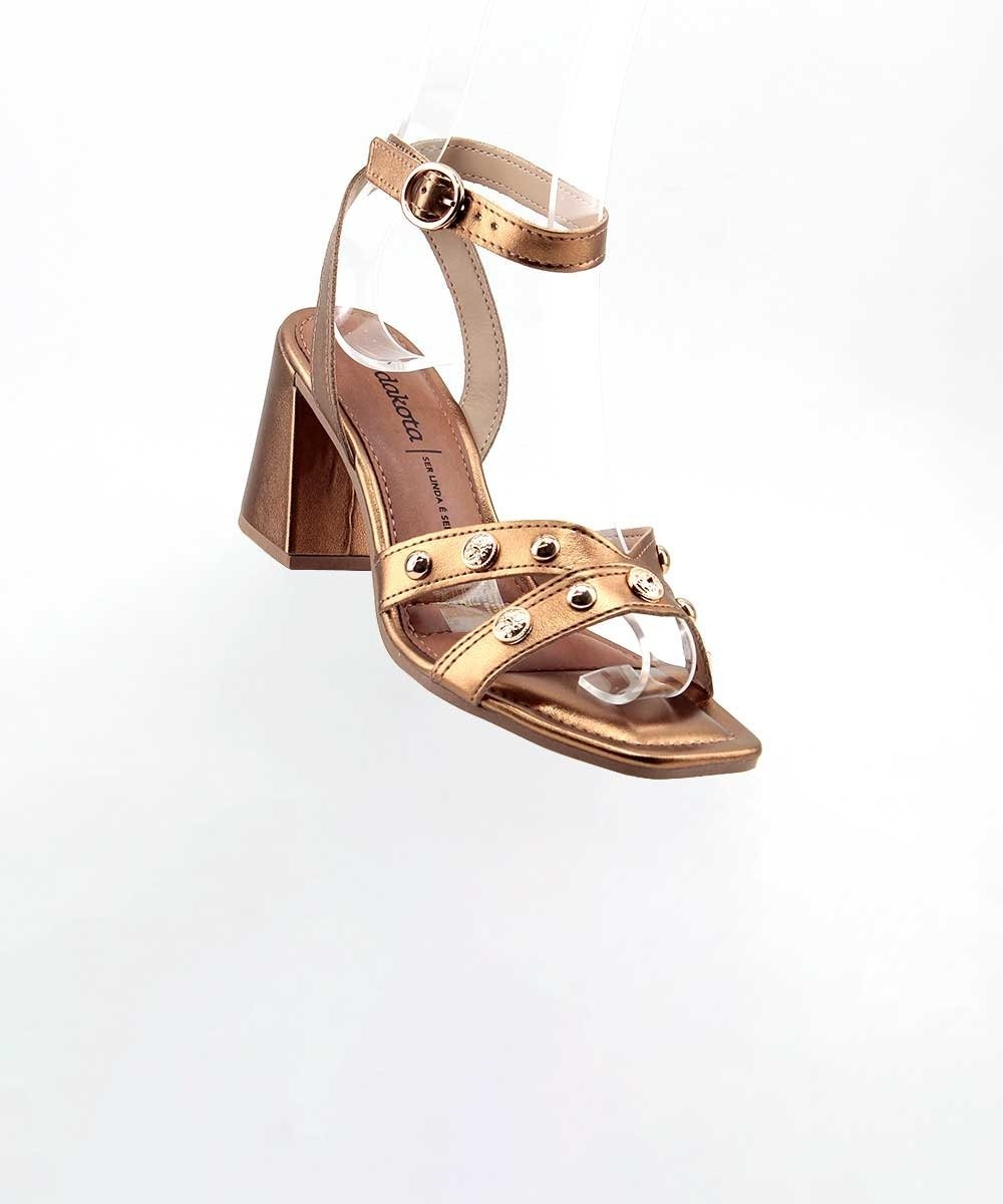 Sandália Dakota Salto Bloco Y8282 Bronze Marrom 2