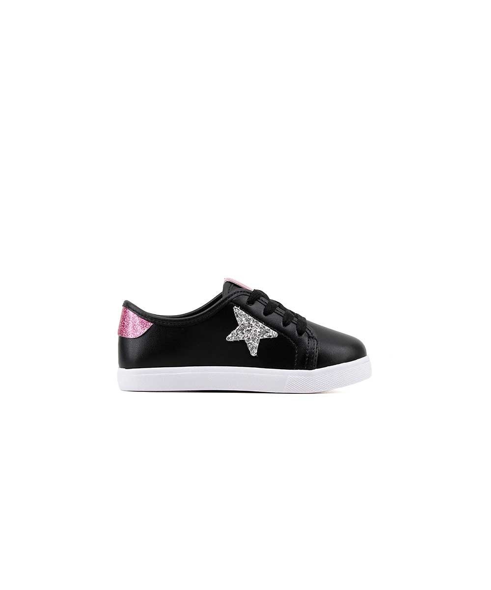 Tênis Molekinha Bebê Star Glitter 2118.580 Preto Preto 1