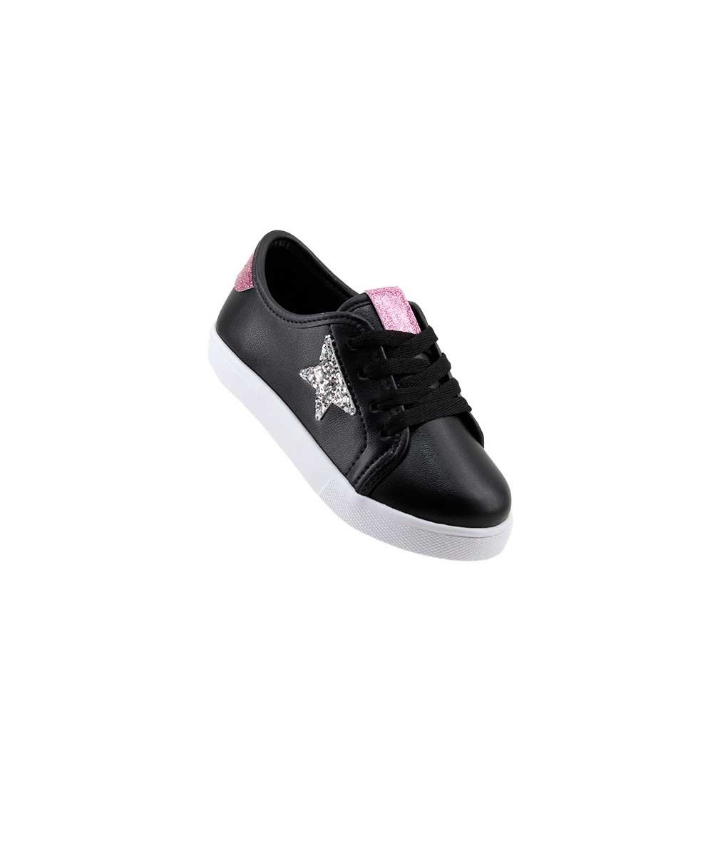 Tênis Molekinha Bebê Star Glitter 2118.580 Preto Preto 2
