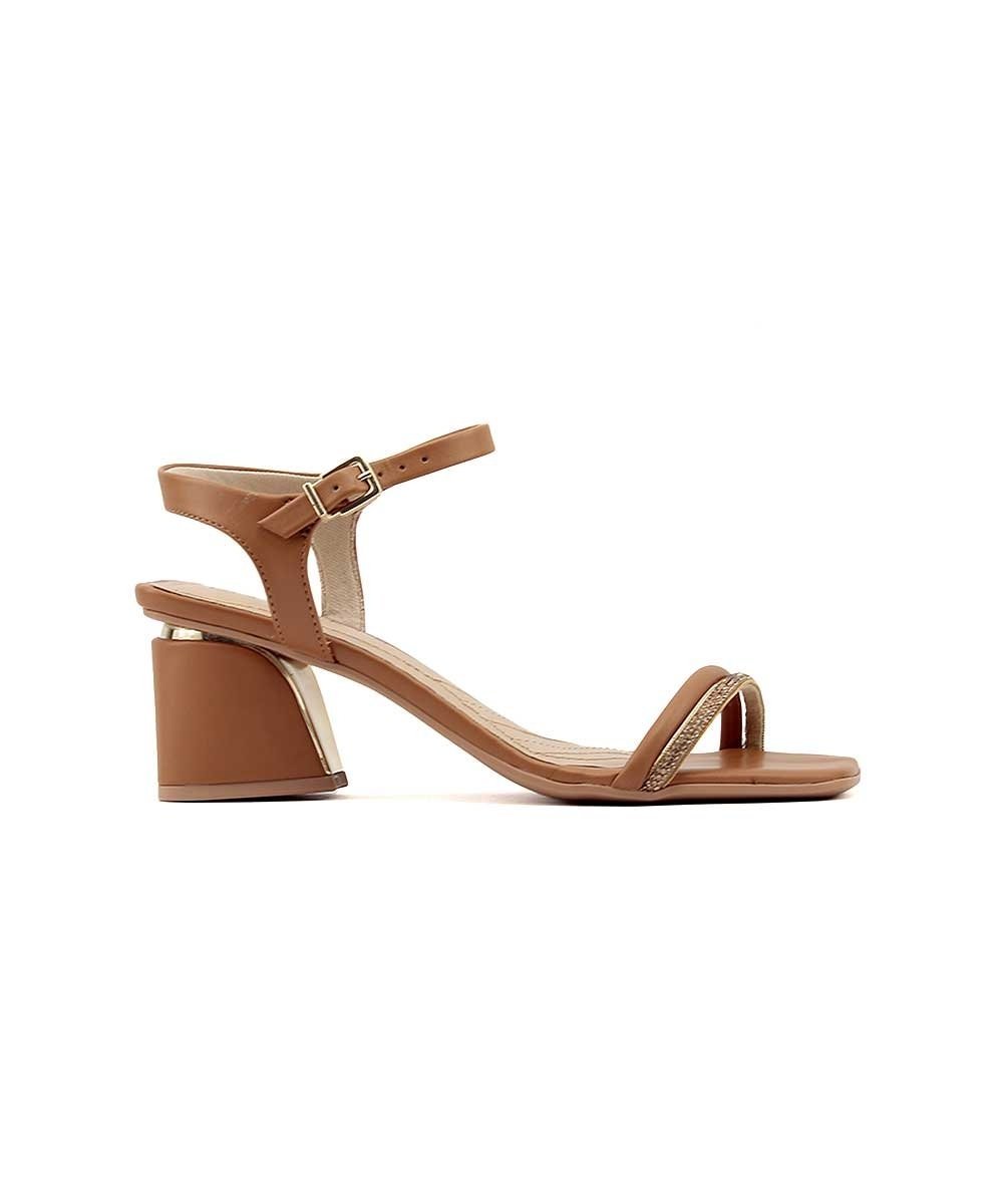 Sandália Ramarim Salto Bloco Strass 2428202 Natural Marrom 1