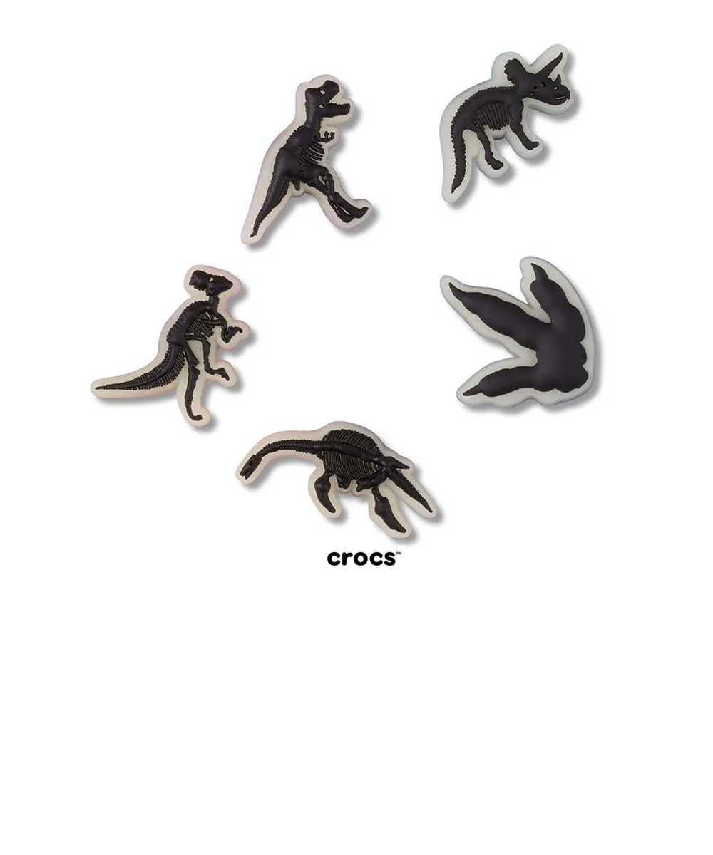 Jibbitz Crocs Dinossauros Brilha No Escuro Pack 5 Peças Multicolor Preto 2