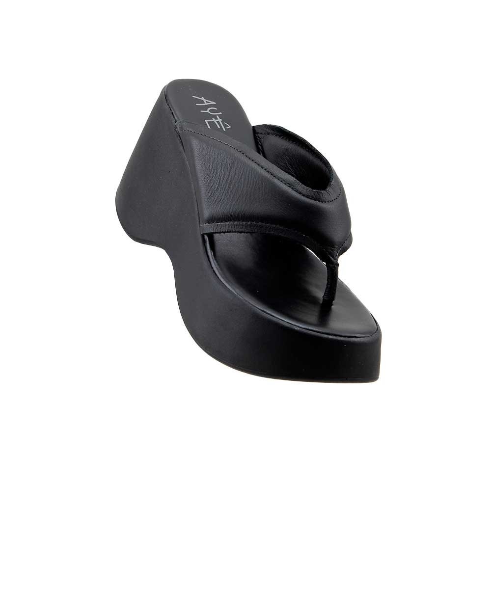 Tamanco Anabela Pixolé Couro Preto Preto 2