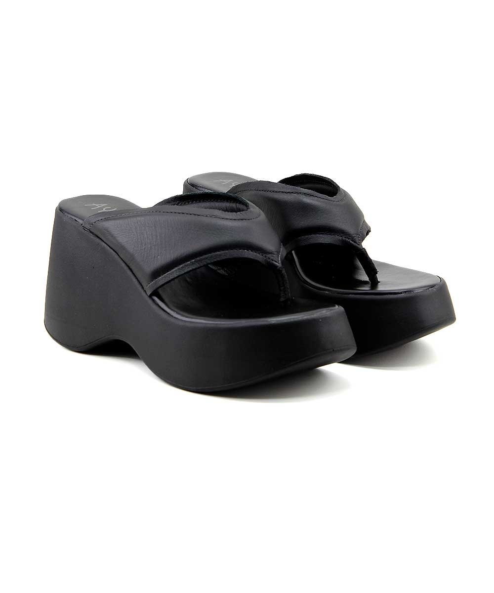 Tamanco Anabela Pixolé Couro Preto Preto 3