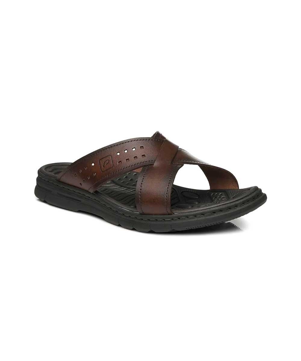 Chinelo Pegada Masculino em Couro Pinhao Marrom 2
