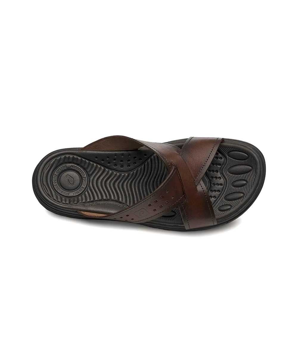 Chinelo Pegada Masculino em Couro Pinhao Marrom 3