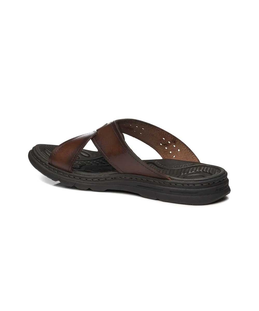Chinelo Pegada Masculino em Couro Pinhao Marrom 4