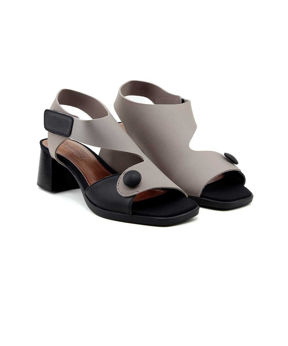 Sandália Feminina Pixolé Neo Salto Médio Cinza Cinza/Preto 2