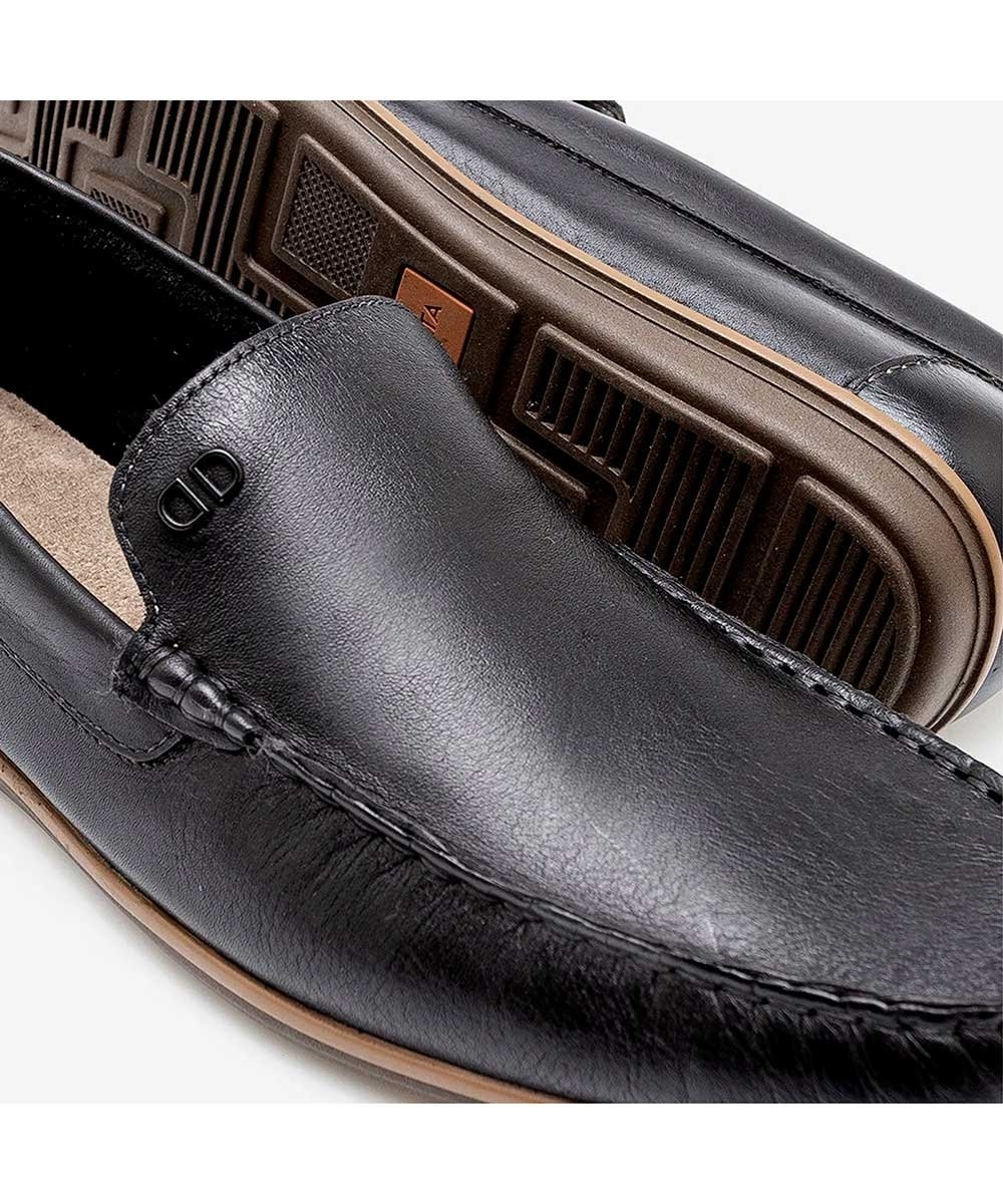 Mocassim Masculino Democrata Denim Tag Preto Preto 3