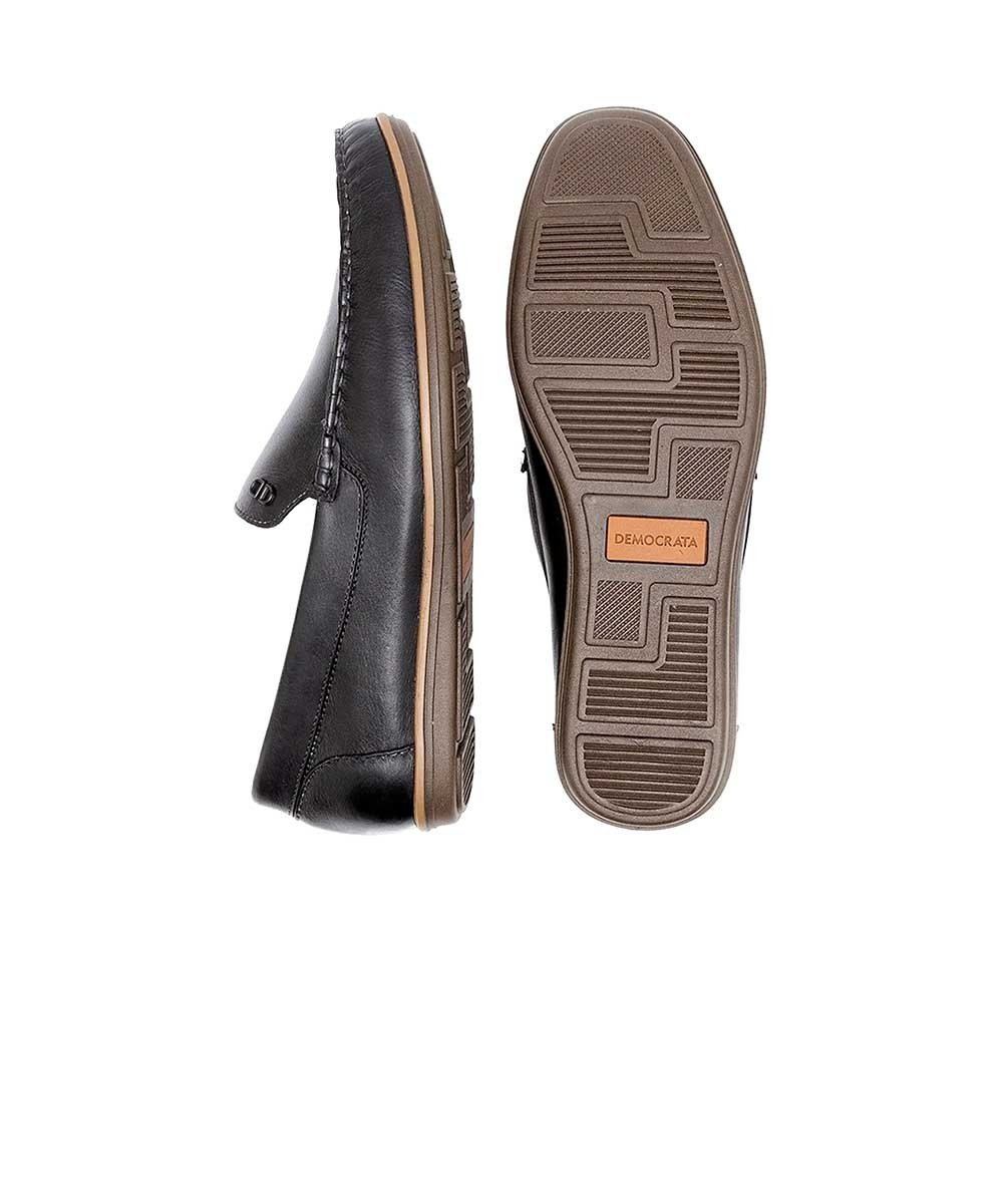 Mocassim Masculino Democrata Denim Tag Preto Preto 4