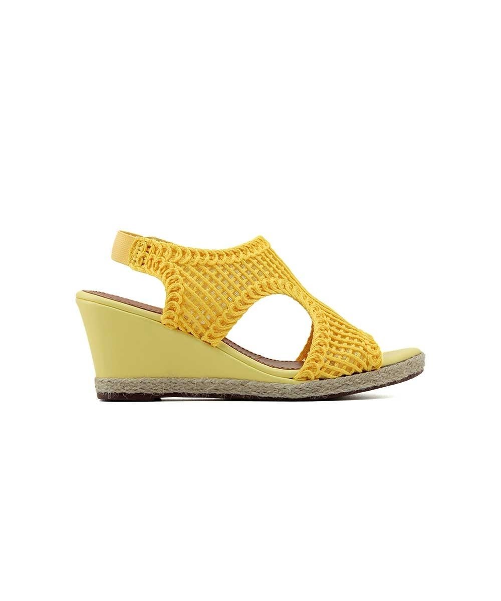 Sandália Anabela Valentina Tramada Amarelo