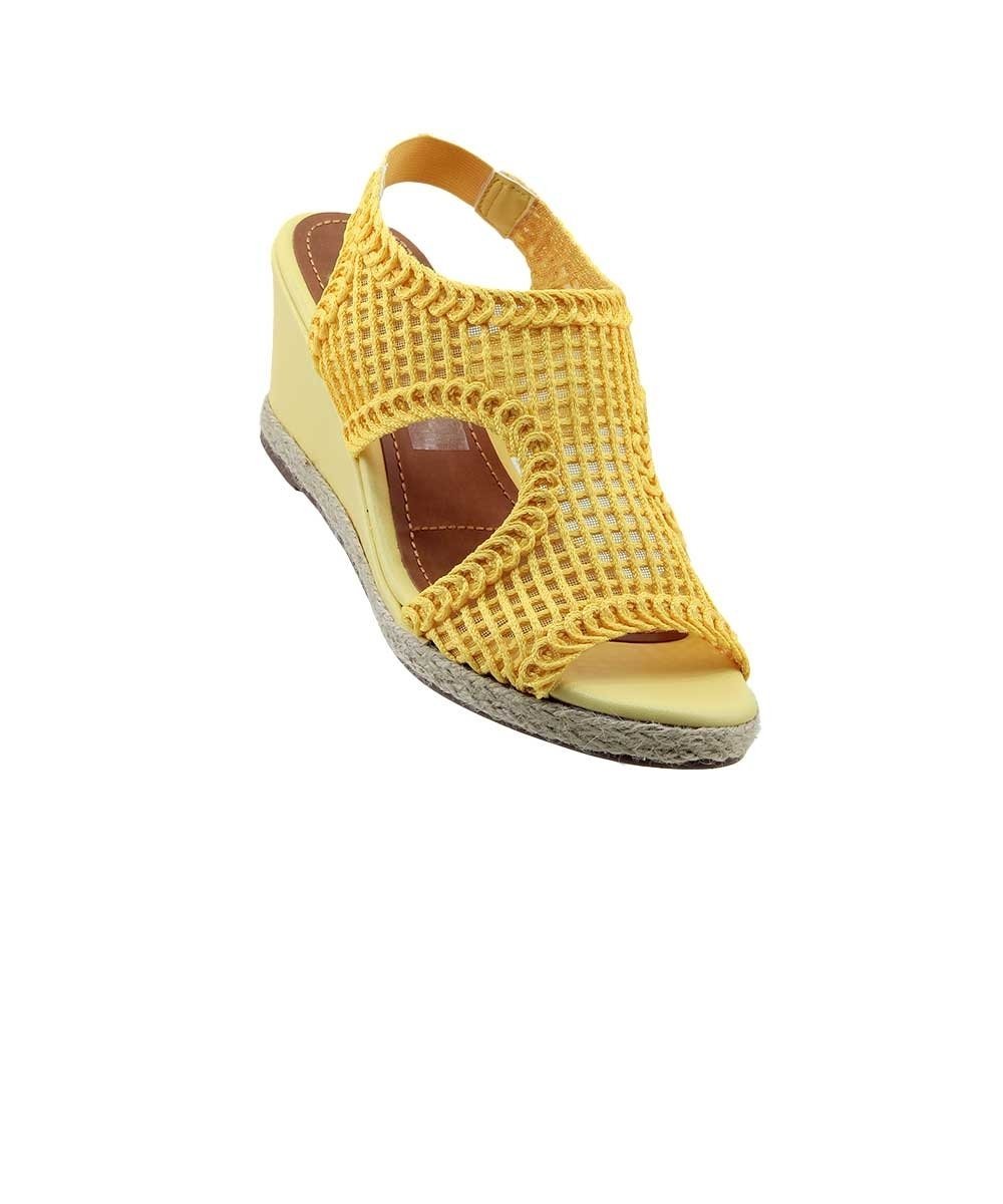 Sandália Anabela Valentina Tramada Amarelo Amarelo 2