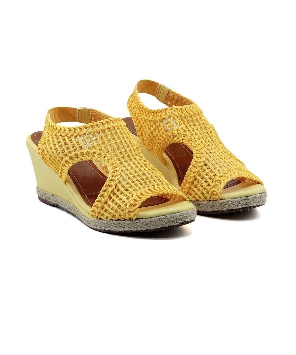 Sandália Anabela Valentina Tramada Amarelo Amarelo 3