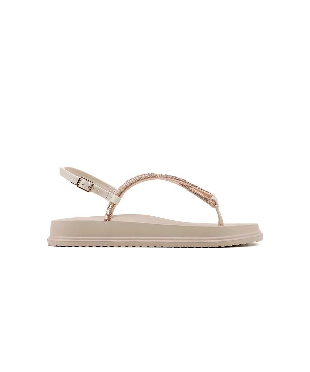 Sandália Dakota Flatform com Brilhos Bege