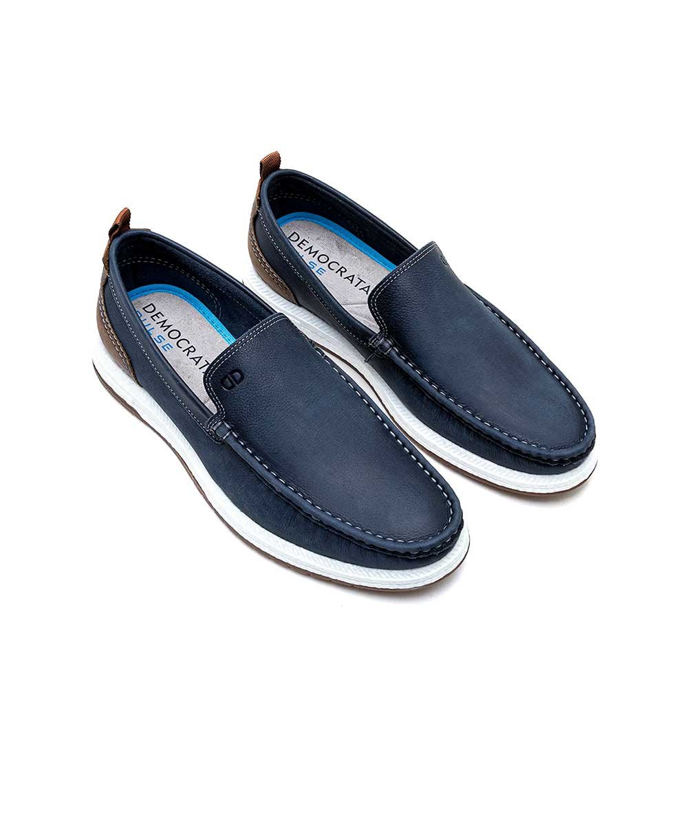 Mocassim Masculino Democrata Flop Pulse Marinho Azul/Marrom 4