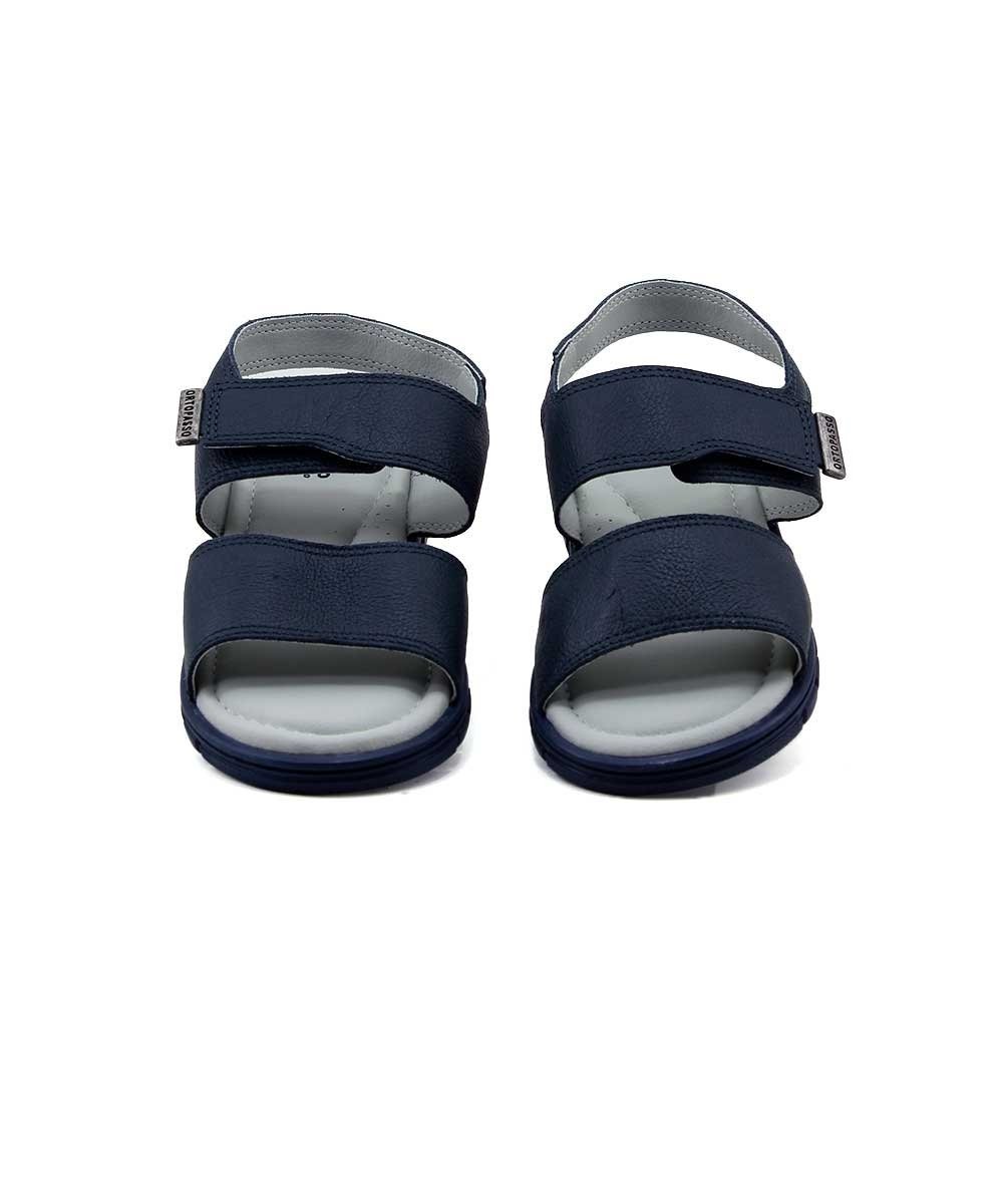 Sandália Infantil Papete Ortopasso Anatômica Couro Marinho Azul 4