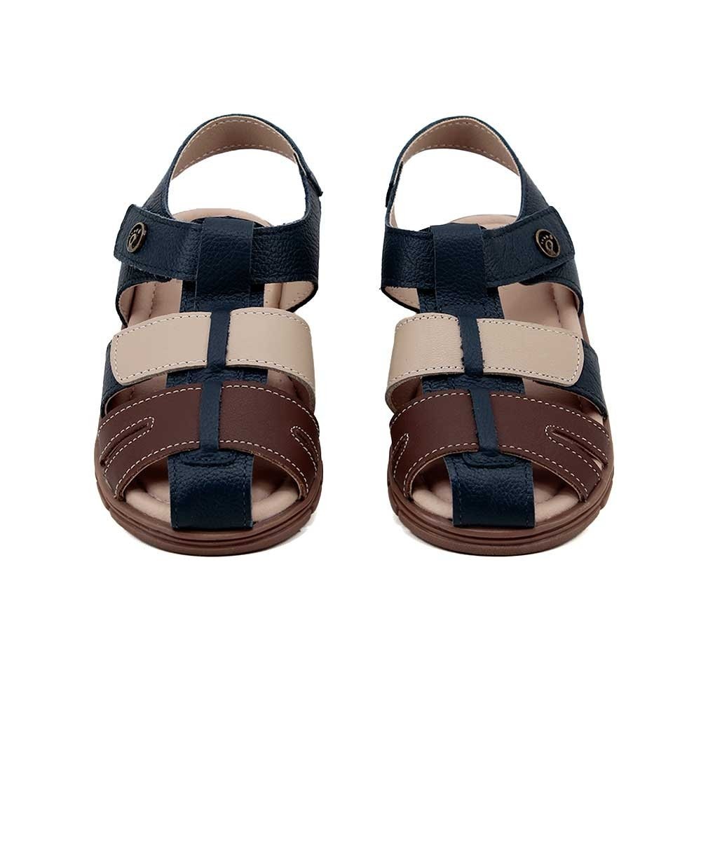 Sandália Infantil Ortopasso Anatômica Couro Marinho Azul