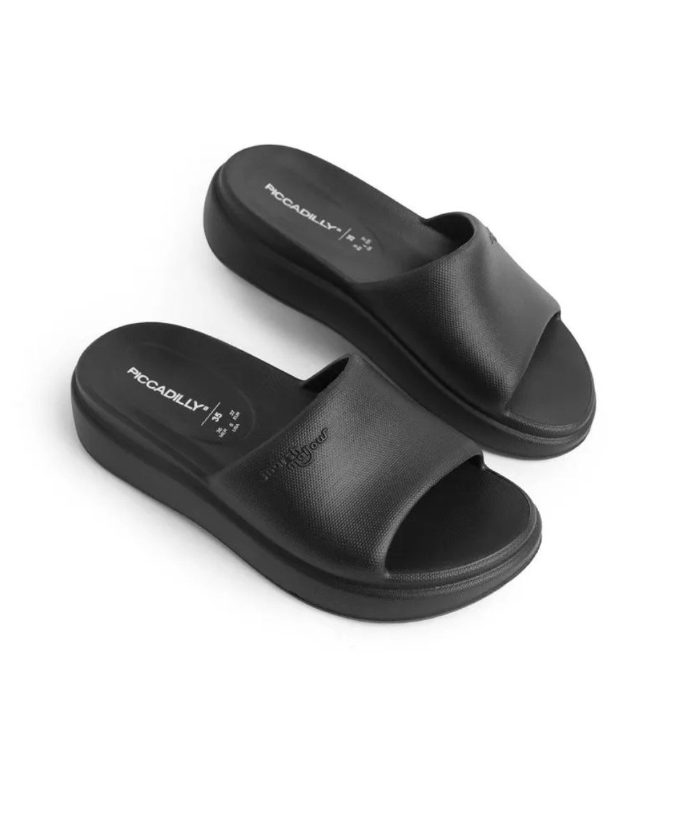 Chinelo Slide Feminino Piccadilly Marshmallow Preto Preto 5