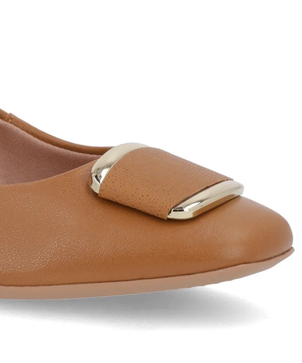 Sapato Scarpin Usaflex Salto Bloco Al4502 Couro Tan Marrom 6