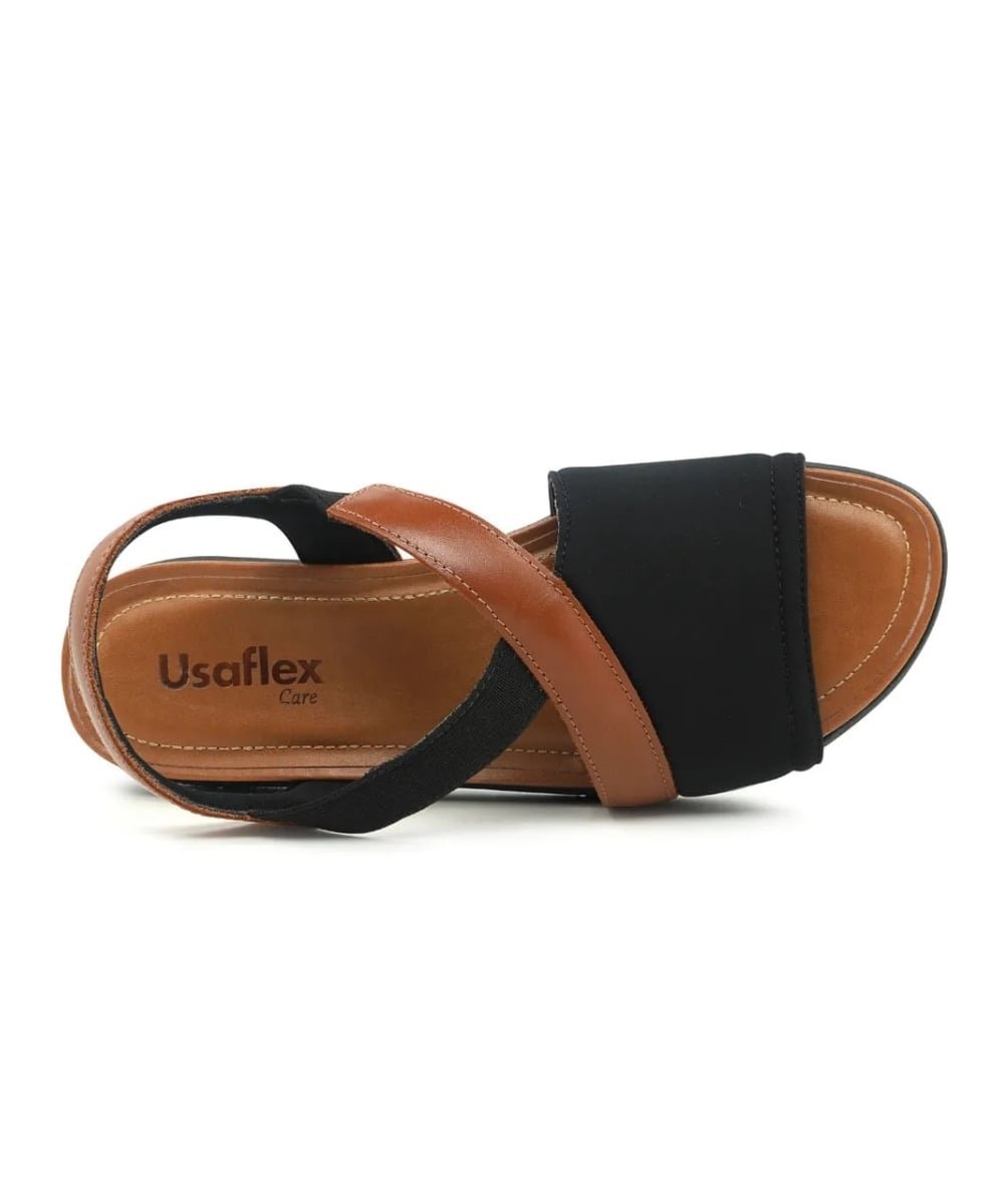 Sandalia Plataforma Usaflex Multimateriais Preto Preto/Marrom 4