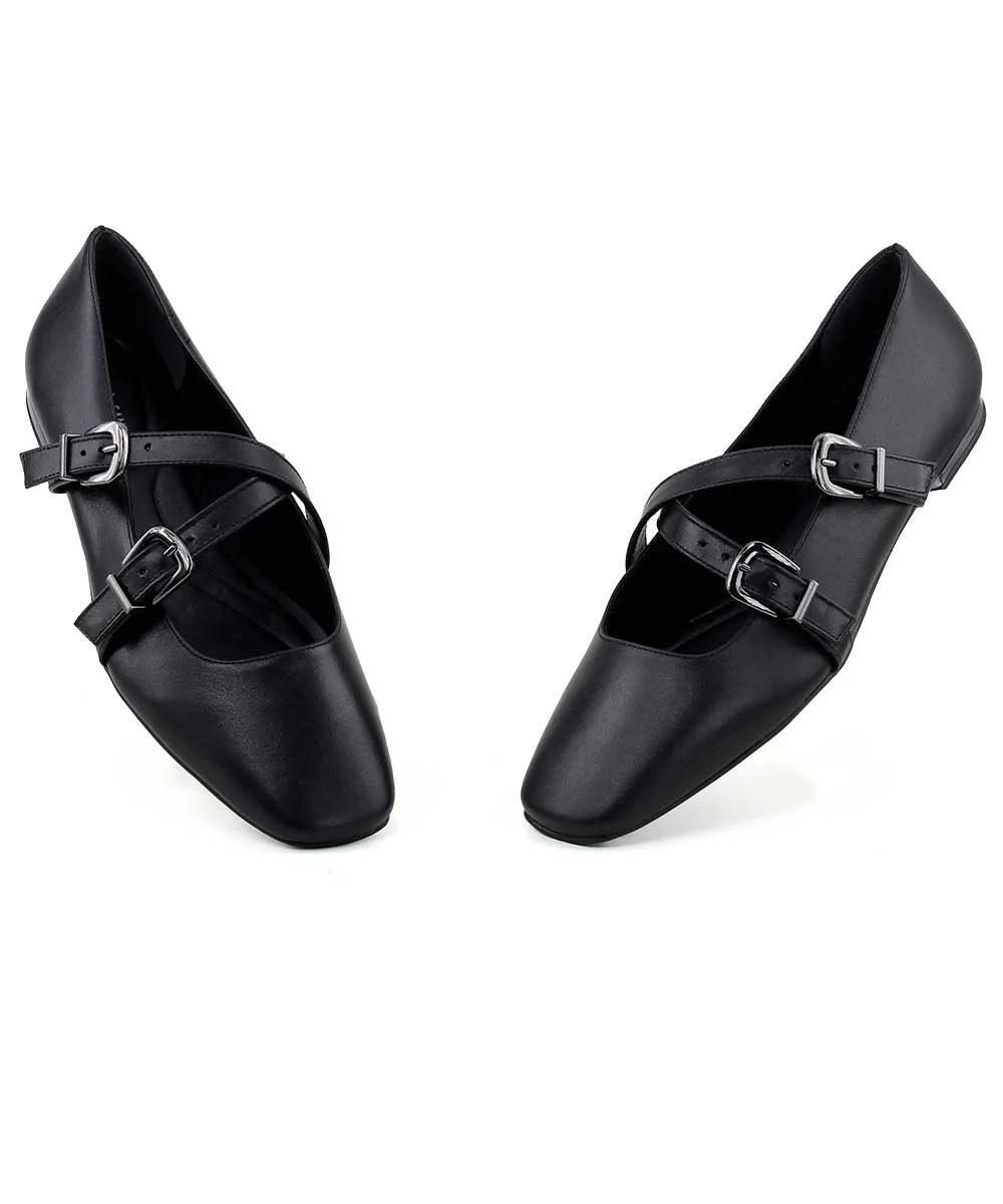 Sapatilha Loucos E Santos com Fivela Couro Preto Preto 4