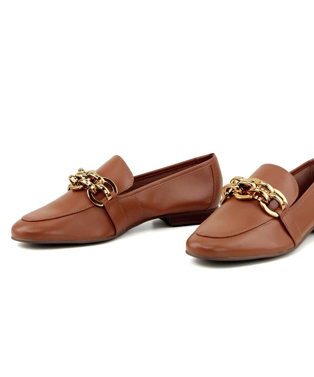 Mocassim Loafer Loucos E Santos Detalhe Adereço Caramelo Marrom 5