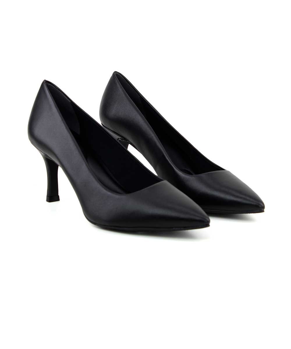 Scarpin Loucos E Santos Salto Fino Couro Preto Preto 3