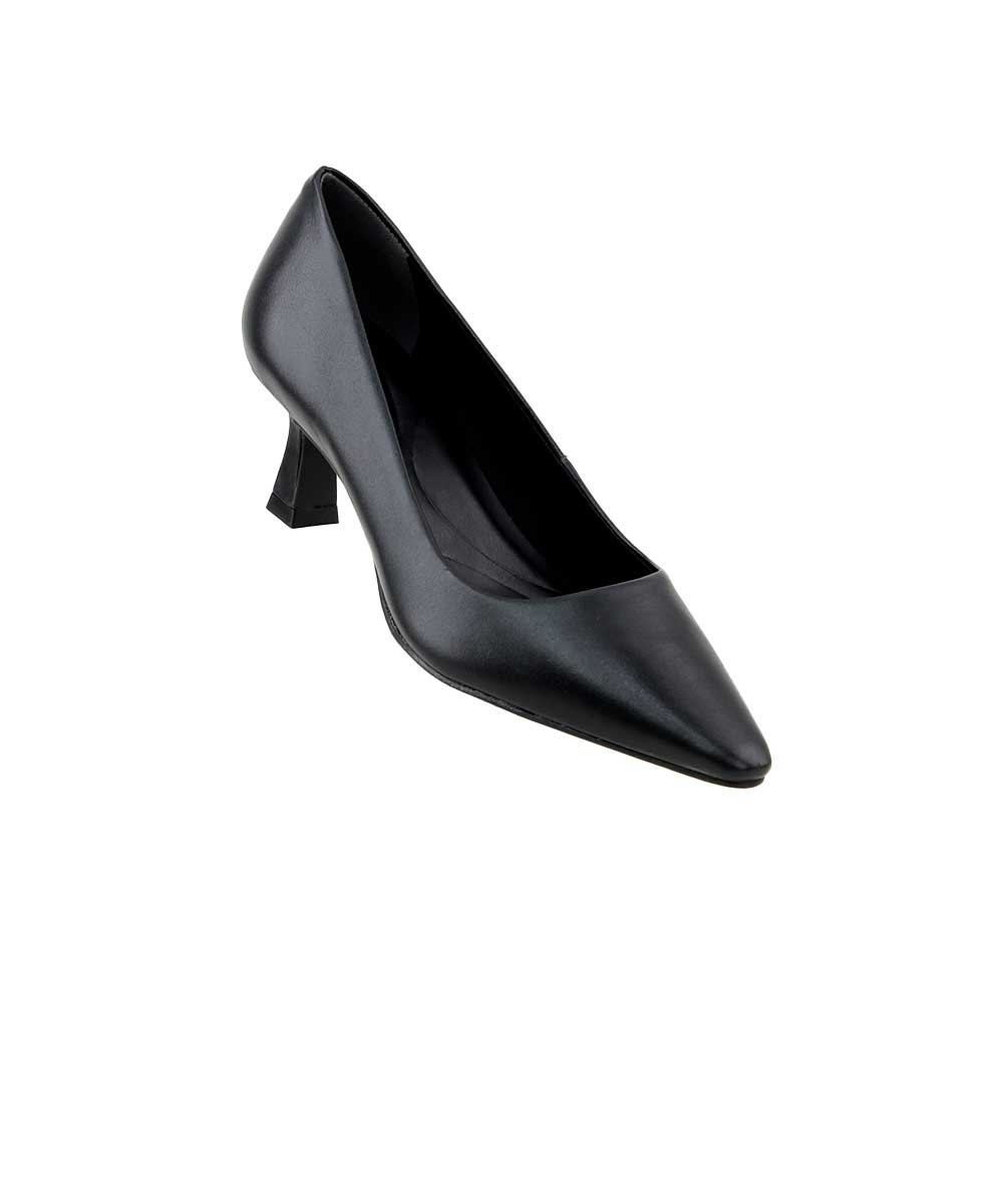 Scarpin Loucos E Santos Salto Baixo Couro Preto Preto 2