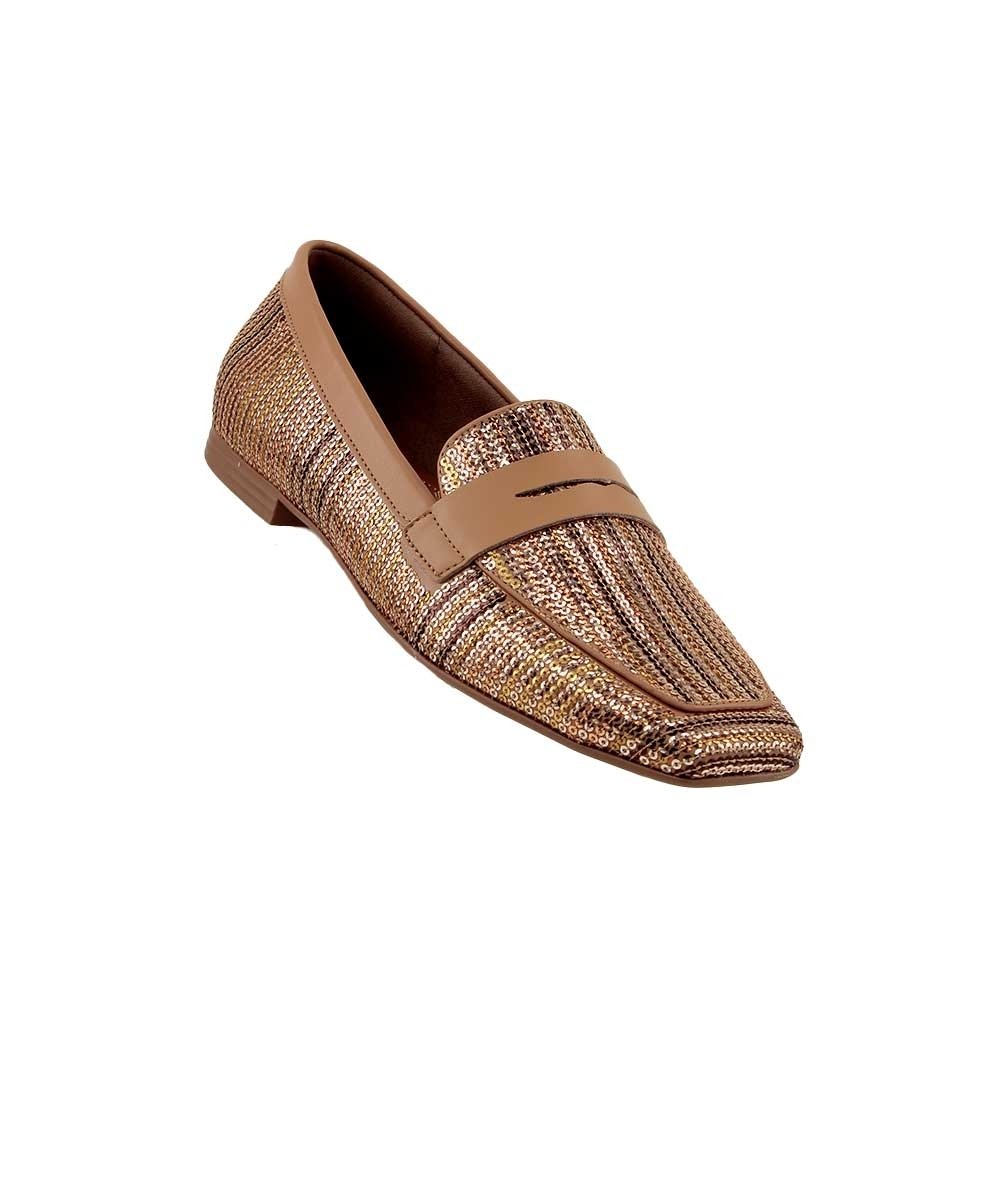 Mocassim Loafer Valentina Bico Quadrado Multicolor Bronze 2